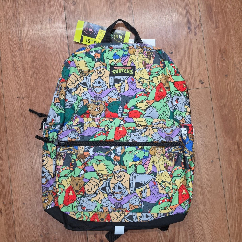 Teenage Mutant Ninja Turtles 18 Inch Backpack TMNT All Over Print NWT